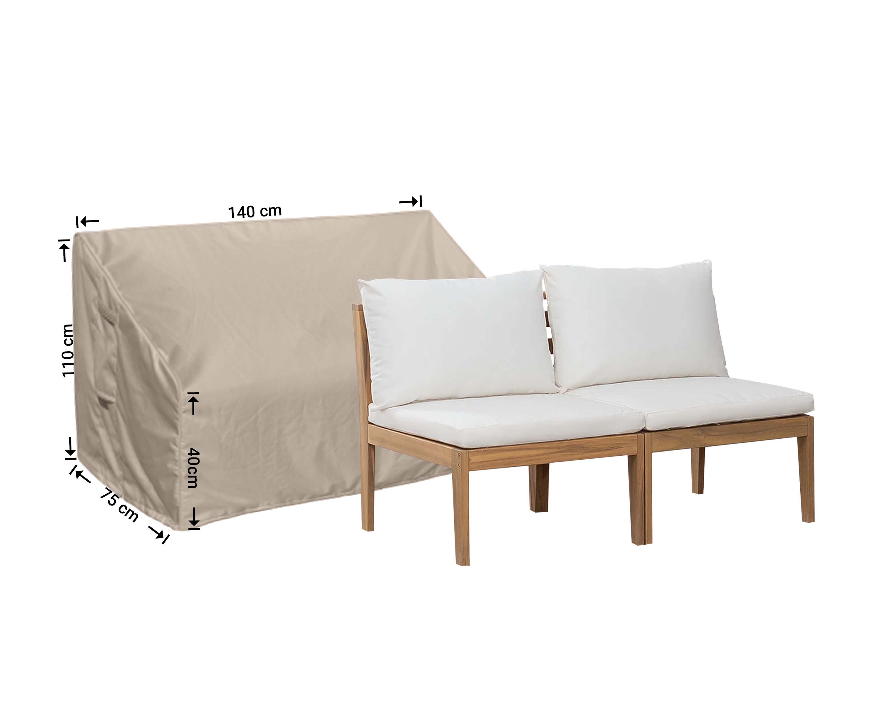 Cover for lounge bench 140 x 75 H: 110 / 40 cm