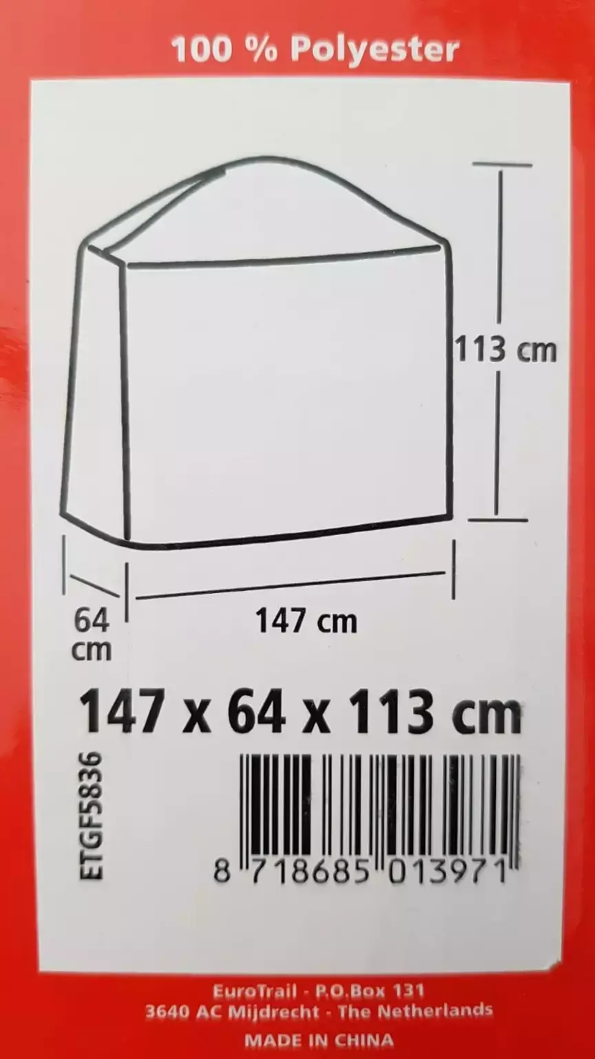  BBQ cover 147 x 64 H 113 cm